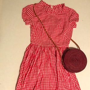High Neck Gingham Dress
